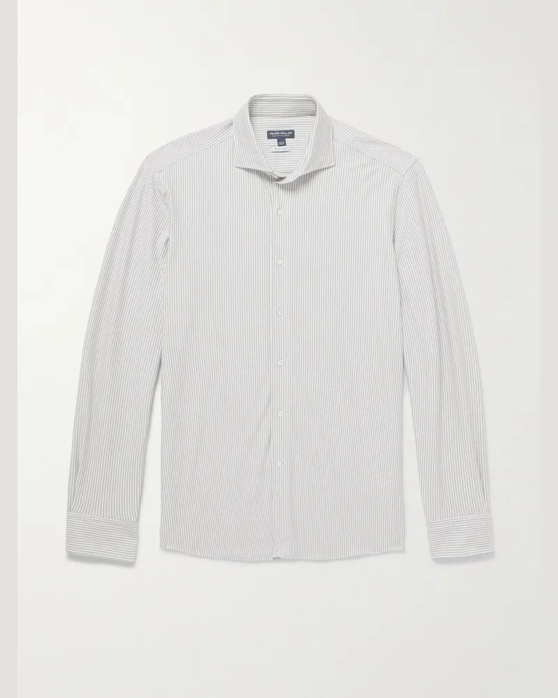 Peter Millar Excursionist Flex schmal geschnittenes Hemd aus einer Baumwollmischung mit Streifen Grau