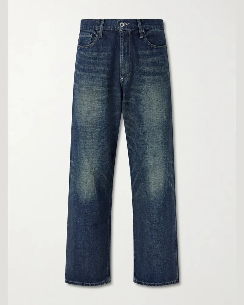 Neighborhood Gerade geschnittene Jeans aus vorgewaschenem Denim Blau