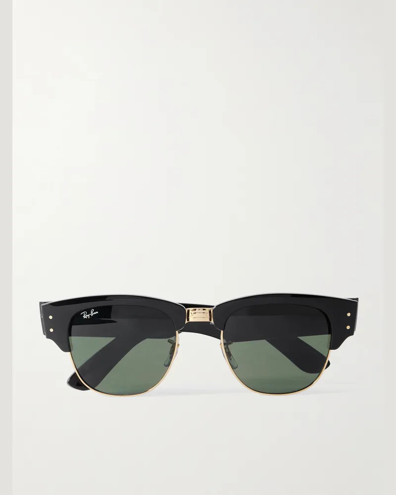 Ray Ban Mega Clubmaster Sonnenbrille mit D-Rahmen aus Azetat und goldfarbenen Details Schwarz