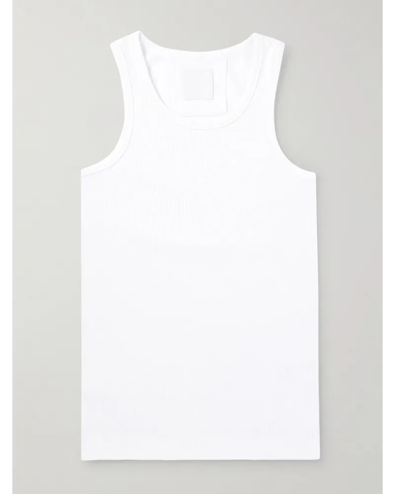 Givenchy Schmal geschnittenes Tanktop aus gerippter Stretch-Baumwolle Weiß