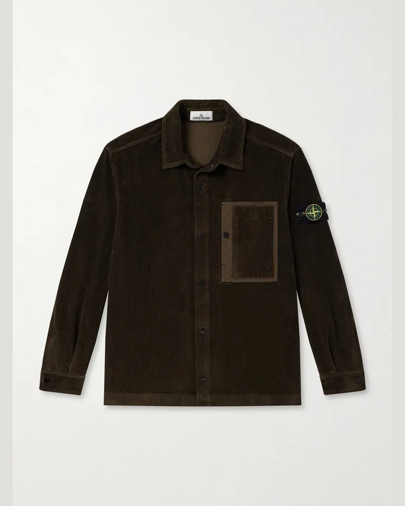 Stone Island Organic-Cotton Corduroy Jacket Brown