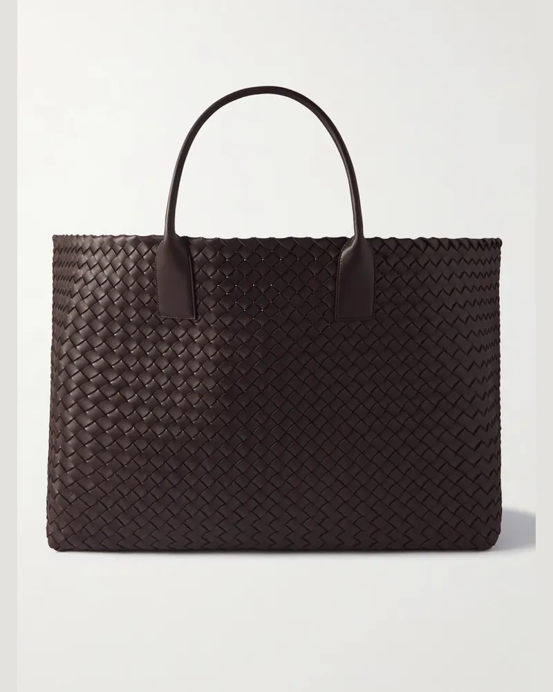 Bottega Veneta Intrecciato Cabat Large Leather Tote Bag Brown