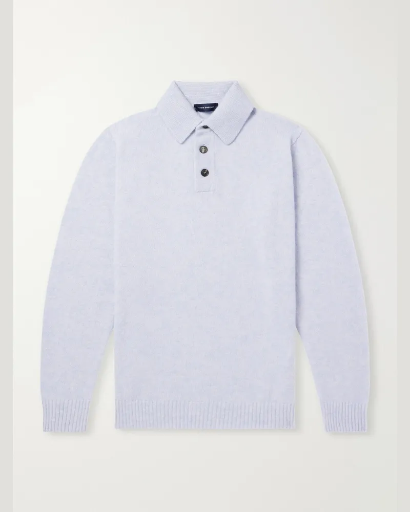 Thom Sweeney Cashmere and Silk-Blend Polo Shirt Blue