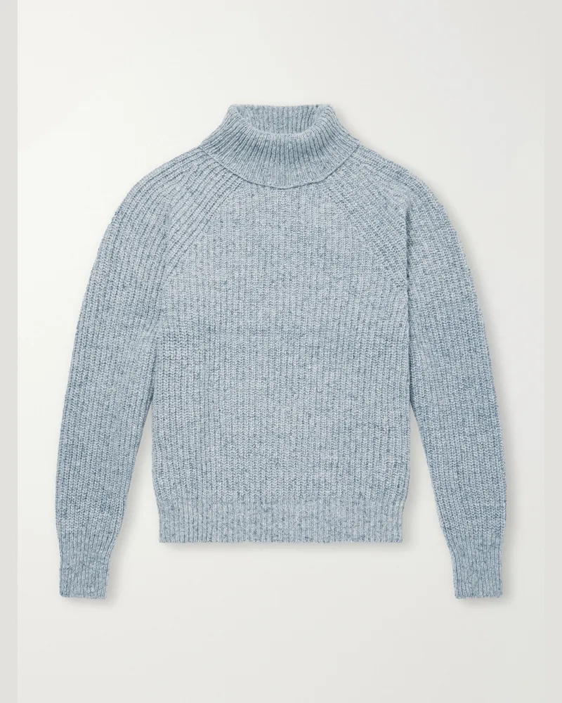 Inis Meáin Boatbuilder Ribbed Cashmere Sweater Blue
