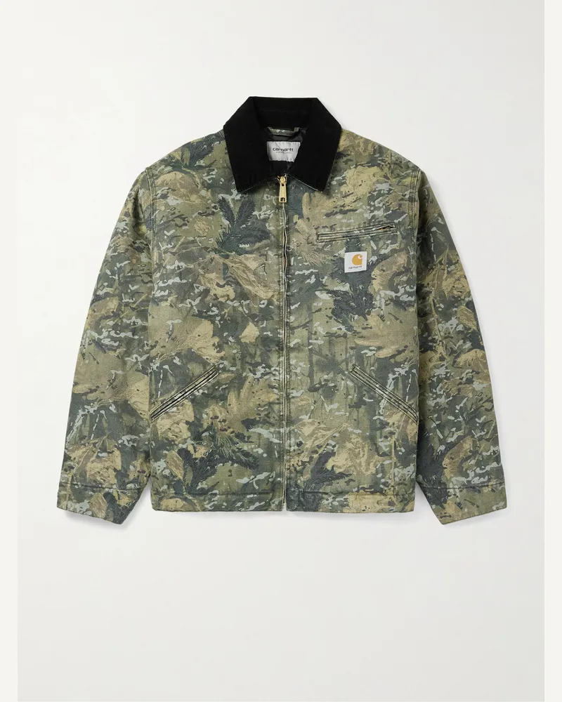 Carhartt WIP Detroit Jacke aus Biobaumwoll-Canvas mit Camouflage-Print und Cordbesatz Grün