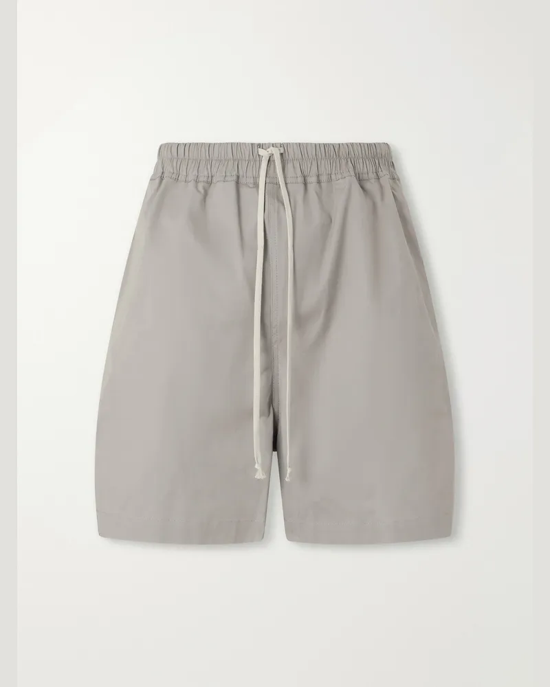 Rick Owens Boxer Straight-Leg Cotton-Blend Canvas Drawstring Shorts Gray