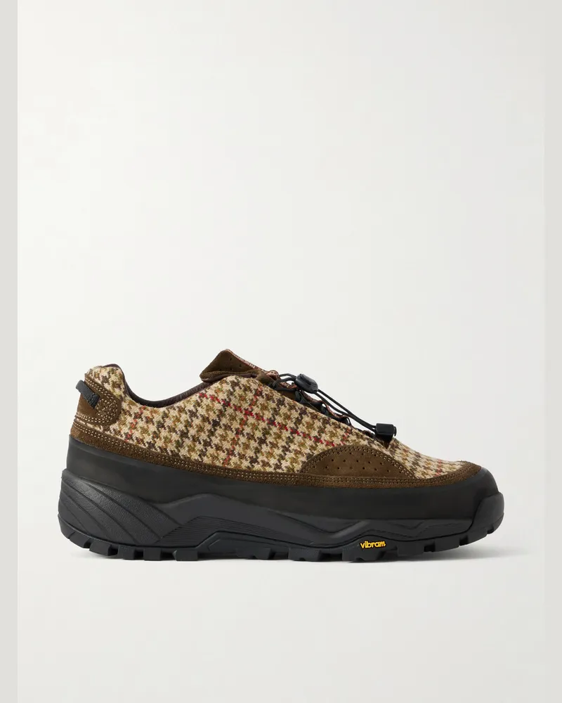 Diemme Rayon Vert Grappa Hiker Suede-Trimmed Houndstooth Tweed Sneakers Multi