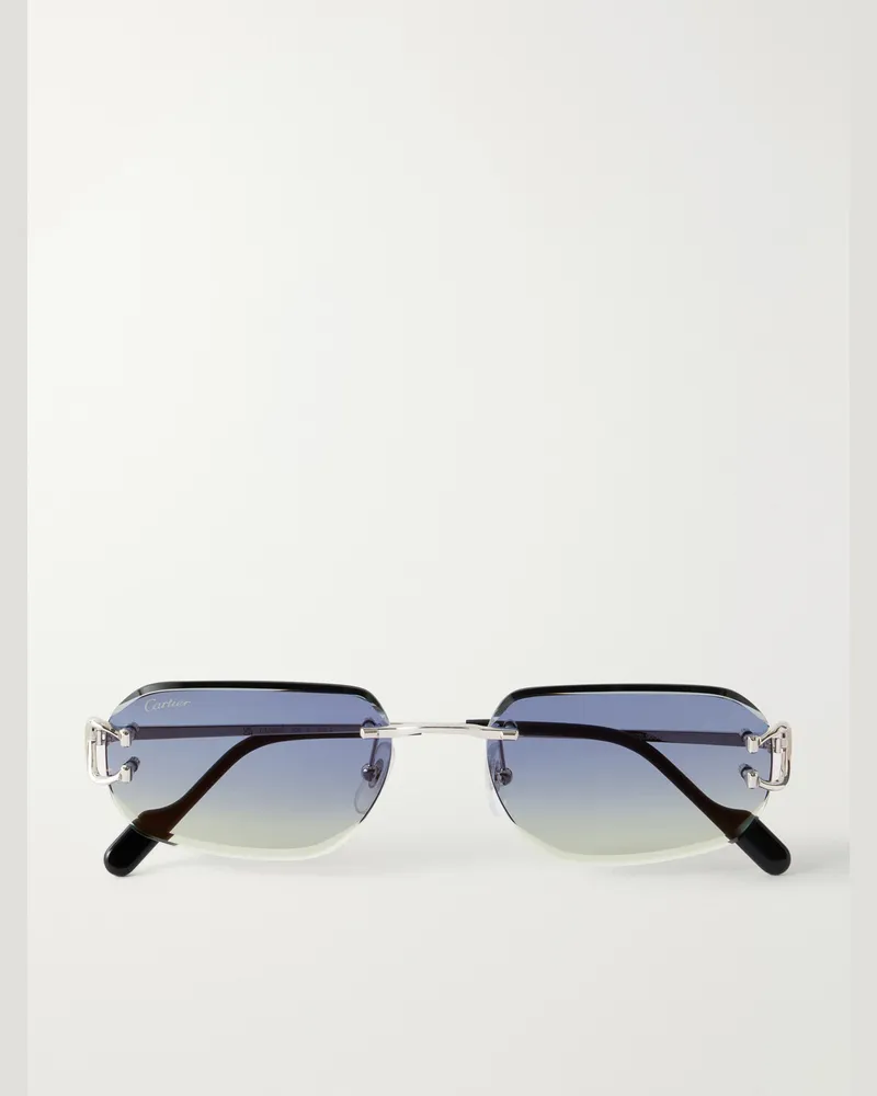 Cartier Motifs de Cartier Square-Frame Silver-Tone Sunglasses Silver