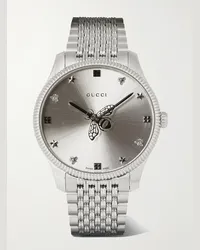 Gucci G-Timeless 36 mm Uhr aus Edelstahl Grau