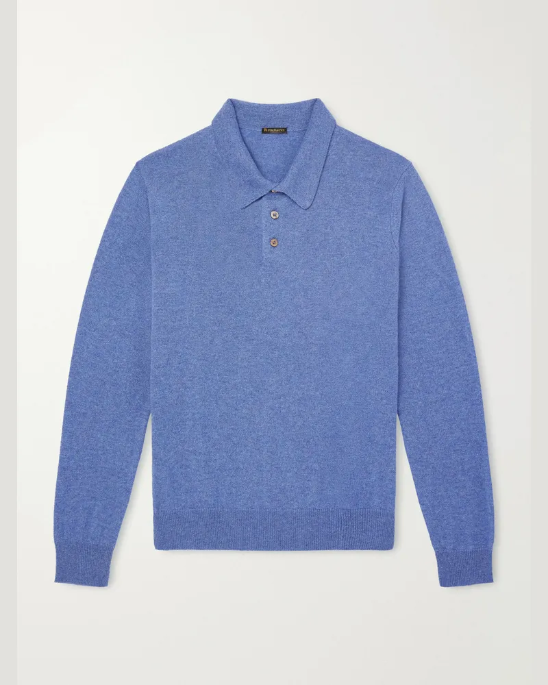 Rubinacci Cashmere Polo Shirt Blue