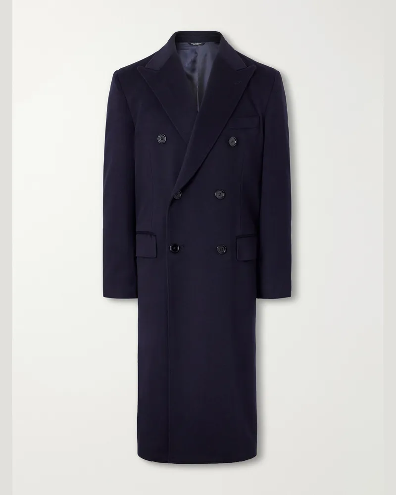 Dolce & Gabbana Double-Breasted Virgin Wool Coat Blue