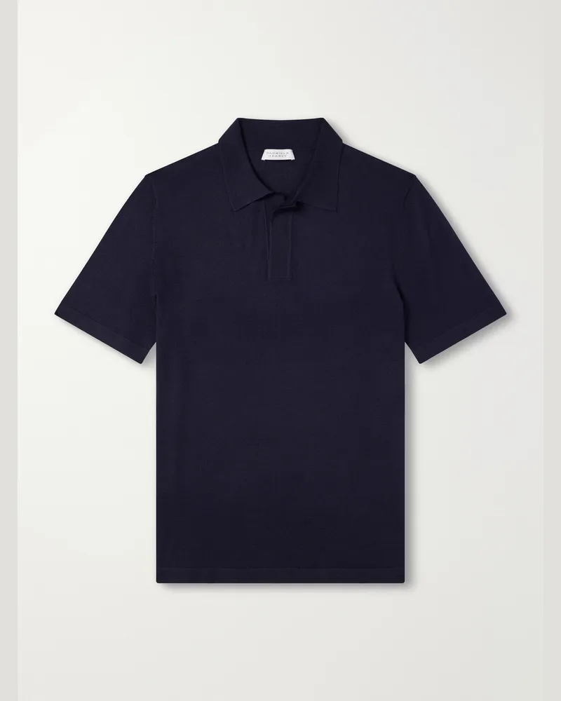 Gabriela Hearst Stendhal Cashmere and Silk-Blend Polo Shirt Blue