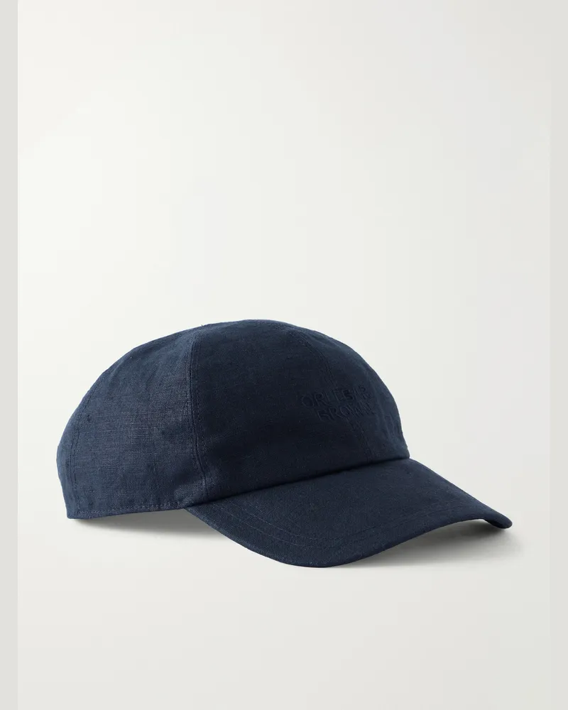 Orlebar Brown Barney Logo-Embroidered Linen-Twill Baseball Cap Blue