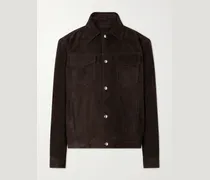 Croc-Effect Suede Jacket