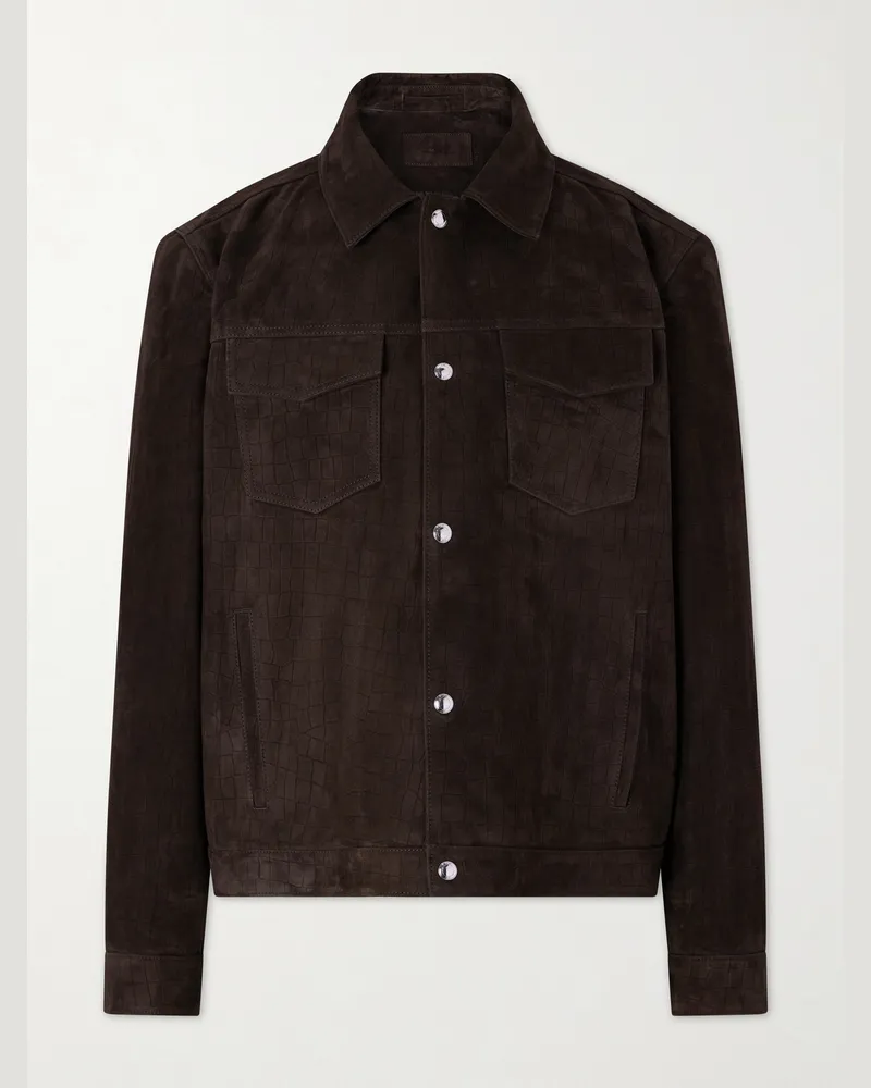 MR P. Croc-Effect Suede Jacket Brown