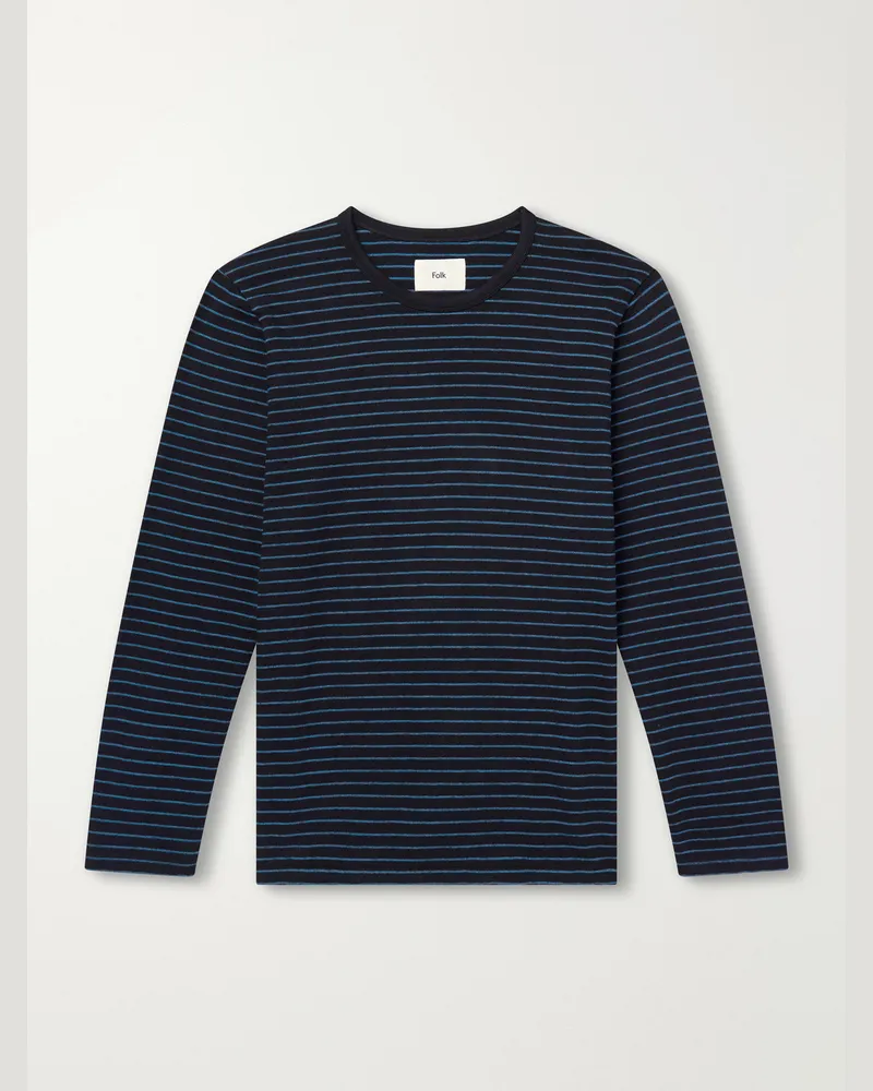 Folk Striped Cotton T-Shirt Black
