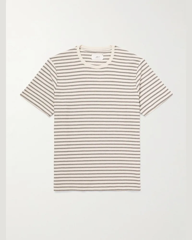 MR P. Striped Ribbed Cotton-Jersey T-Shirt Neutrals