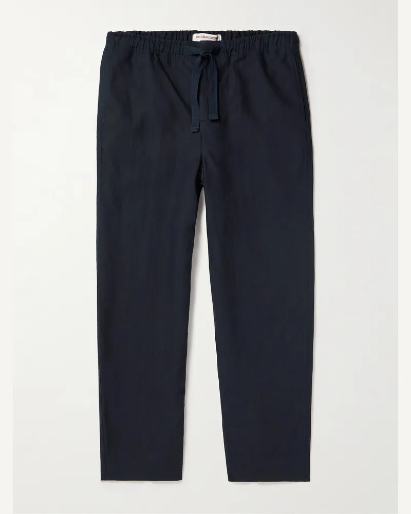 Orlebar Brown Alex Tapered Linen Drawstring Trousers Blue