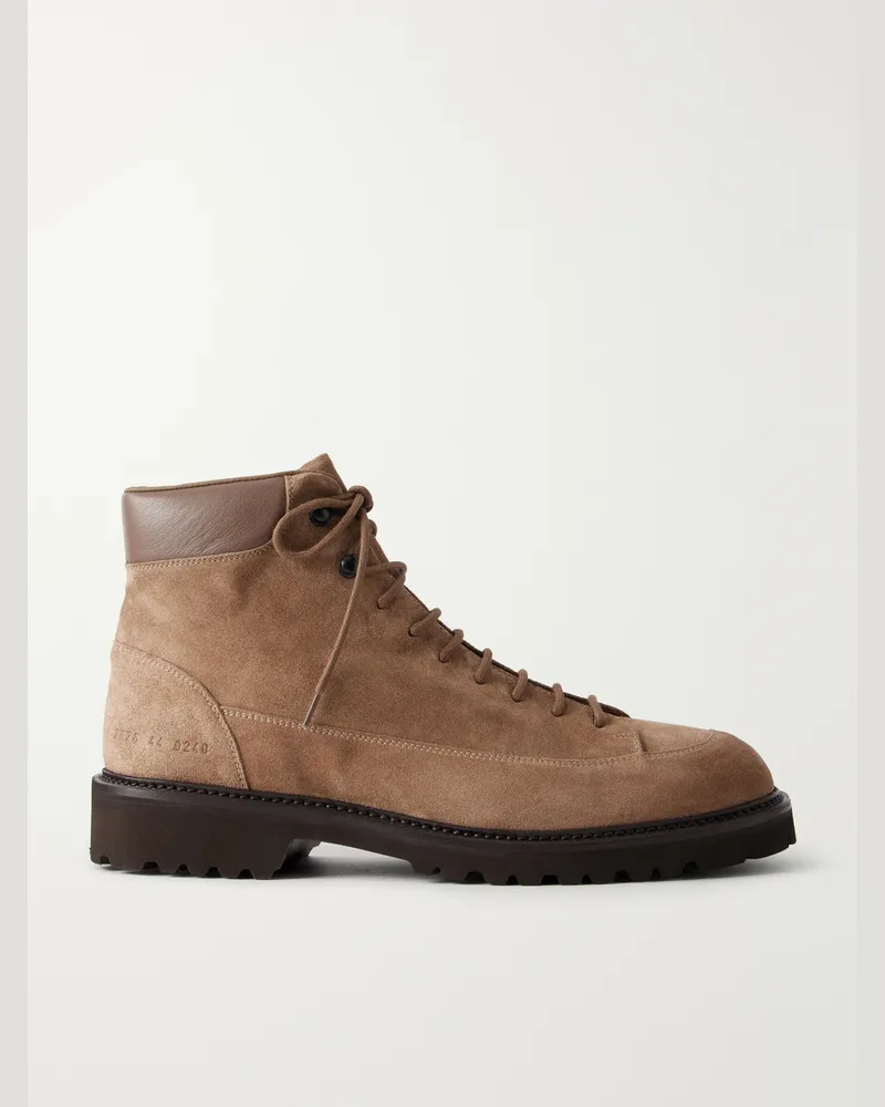 Common Projects Leather-Trimmed Suede Hiking Boots Brown
