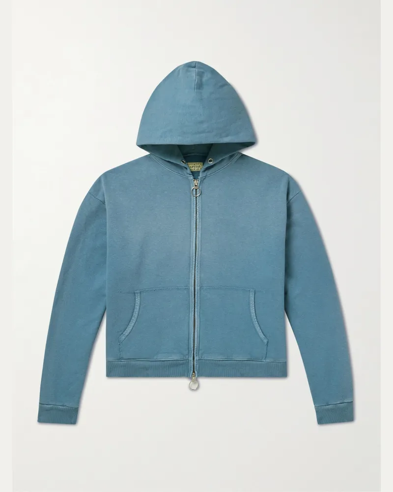 KAPITAL Kapuzenjacke aus Baumwoll-Jersey in Stückfärbung Blau