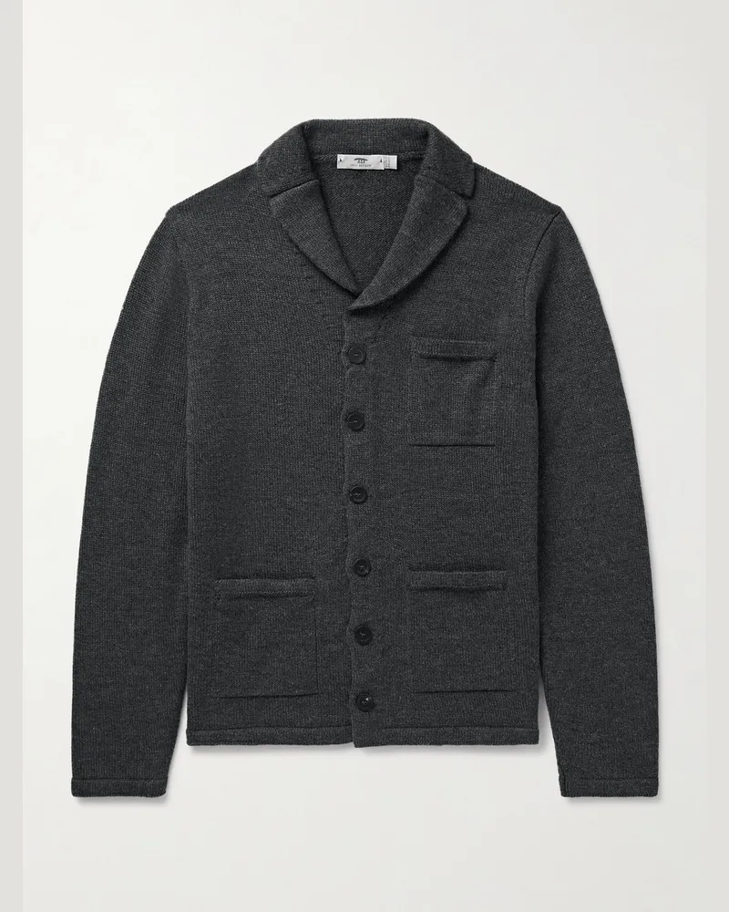 Inis Meáin New Pub Jacket Cardigan aus einer Woll-Leinenmischung Grau