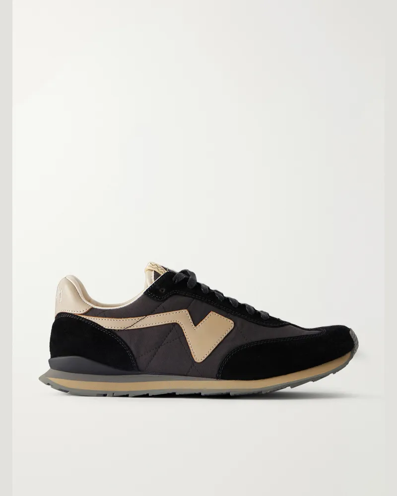 Visvim FKT Runner Leather and Suede-Trimmed Canvas Sneakers Black