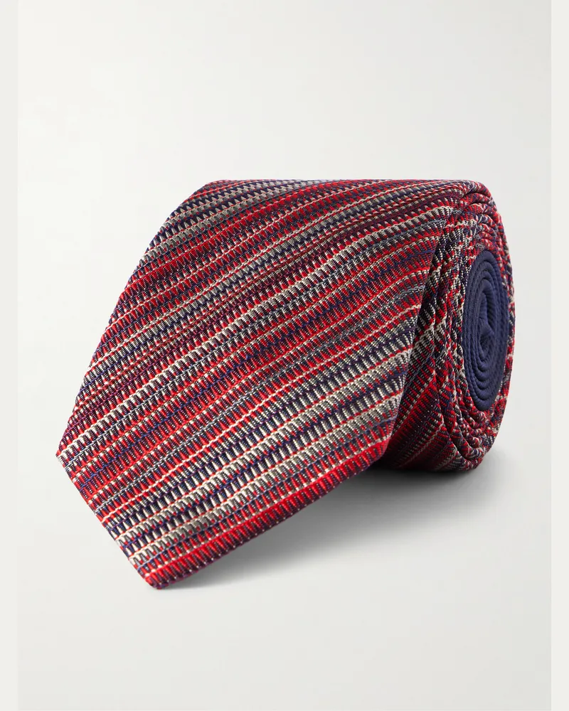 Missoni Krawatte aus gestreiftem Seiden-Jacquard, 7 cm Rot