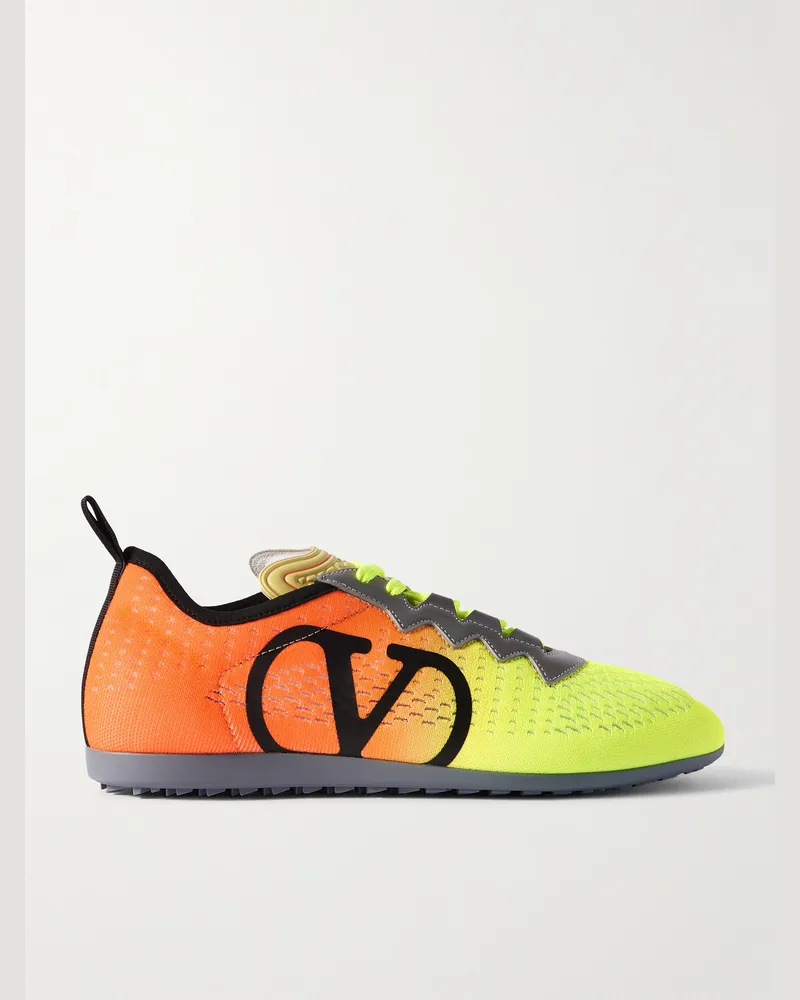 Valentino Garavani Chromathon Sneakers aus Mesh mit Logoapplikation und Lederbesatz Gelb