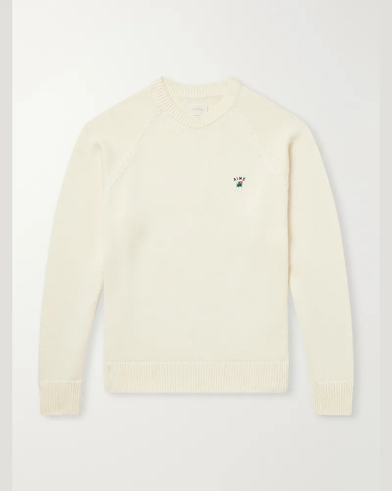 Aimé Leon Dore Logo-Embroidered Cotton Sweater White