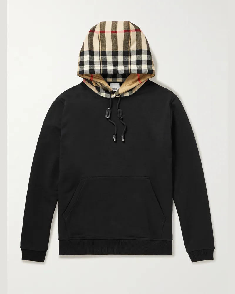 Burberry Checked Cotton-Jersey Hoodie Black