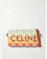 Celine Triomphe Umhängetasche aus beschichtetem Canvas mit Logoprint und Lederbesatz Gelb