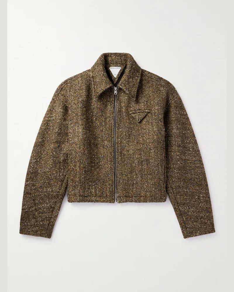 Bottega Veneta Jacke aus Donegal-Garn aus einer Wollmischung Grün