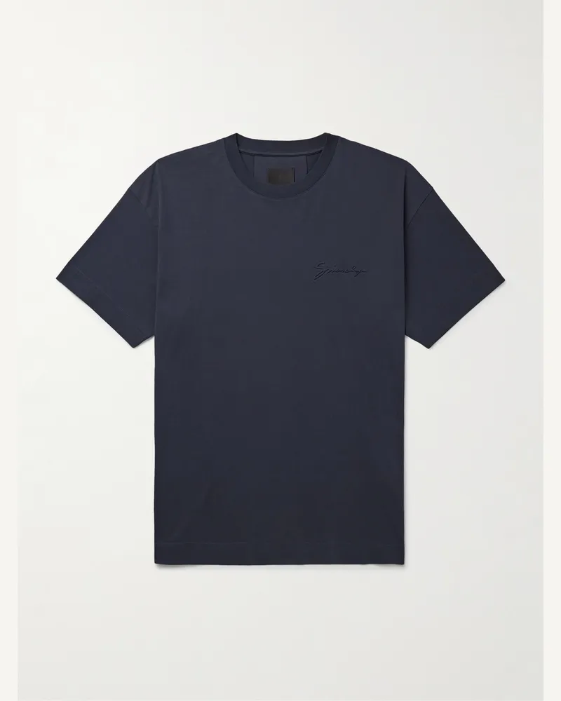 Givenchy T-Shirt aus Baumwoll-Jersey mit Logoprägung Blau