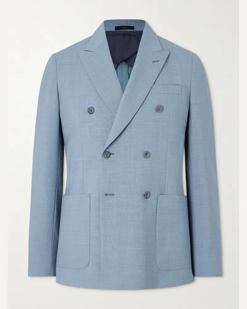 Paul Smith Double-Breasted Wool-Blend Suit Jacket Blue
