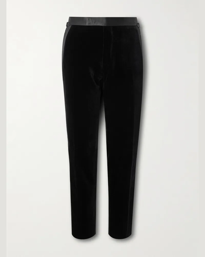 Tom Ford Straight-Leg Satin-Trimmed Velvet Tuxedo Trousers Black