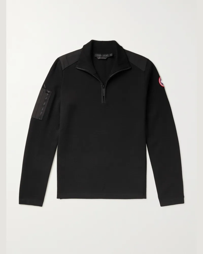 Canada Goose Stormont Slim-Fit CORDURA-Trimmed Merino Wool Half-Zip Sweater Black