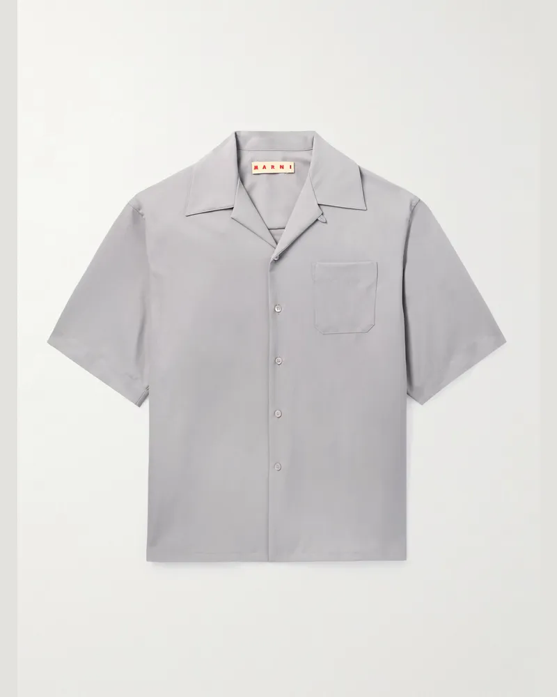 Marni Hemd aus Wolle mit wandelbarem Kragen Grau