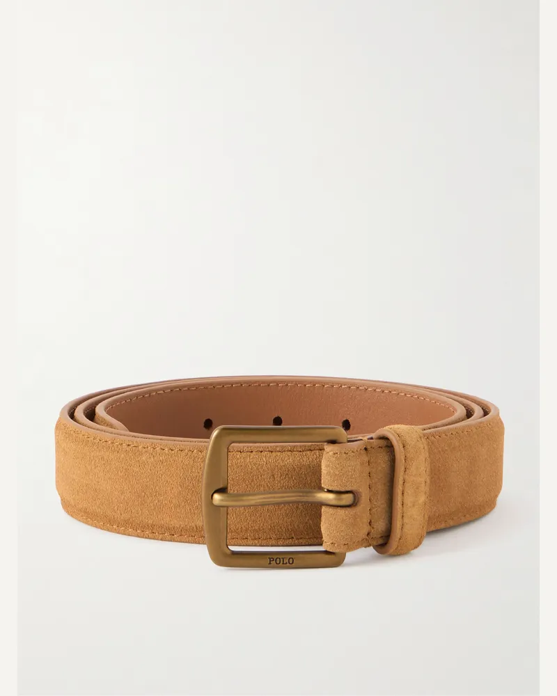 Ralph Lauren Gürtel aus Veloursleder, 3,2 cm Neutral