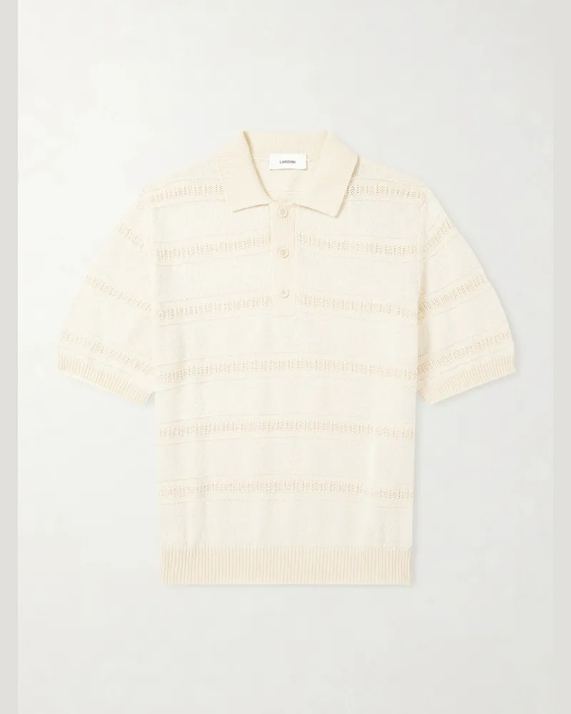 LARDINI Gestreiftes Polohemd aus Bio- und recycelter Baumwolle Neutral