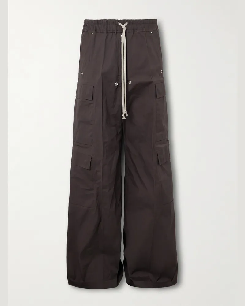 Rick Owens Belas weit geschnittene Cargohose aus Popeline aus einer Baumwollmischung mit Kordelzugbund Grau