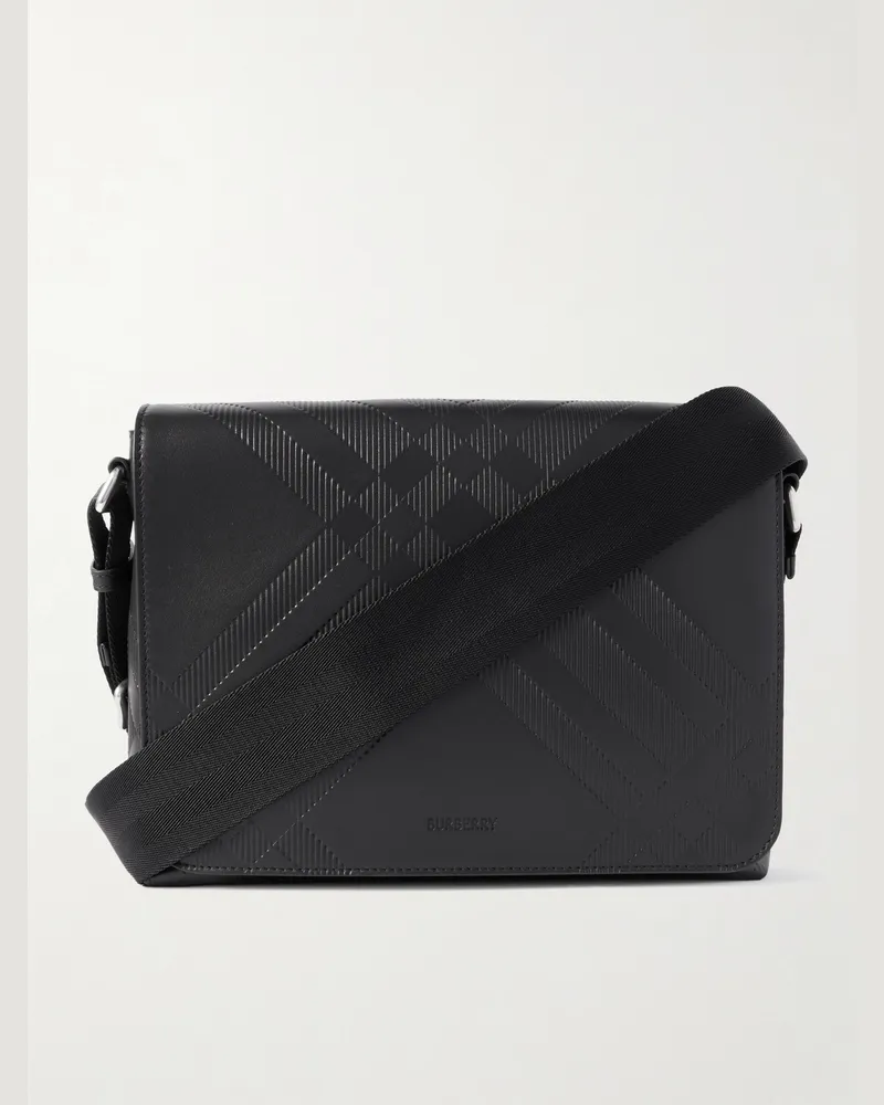 Burberry Umhängetasche aus Leder mit Prägung Schwarz