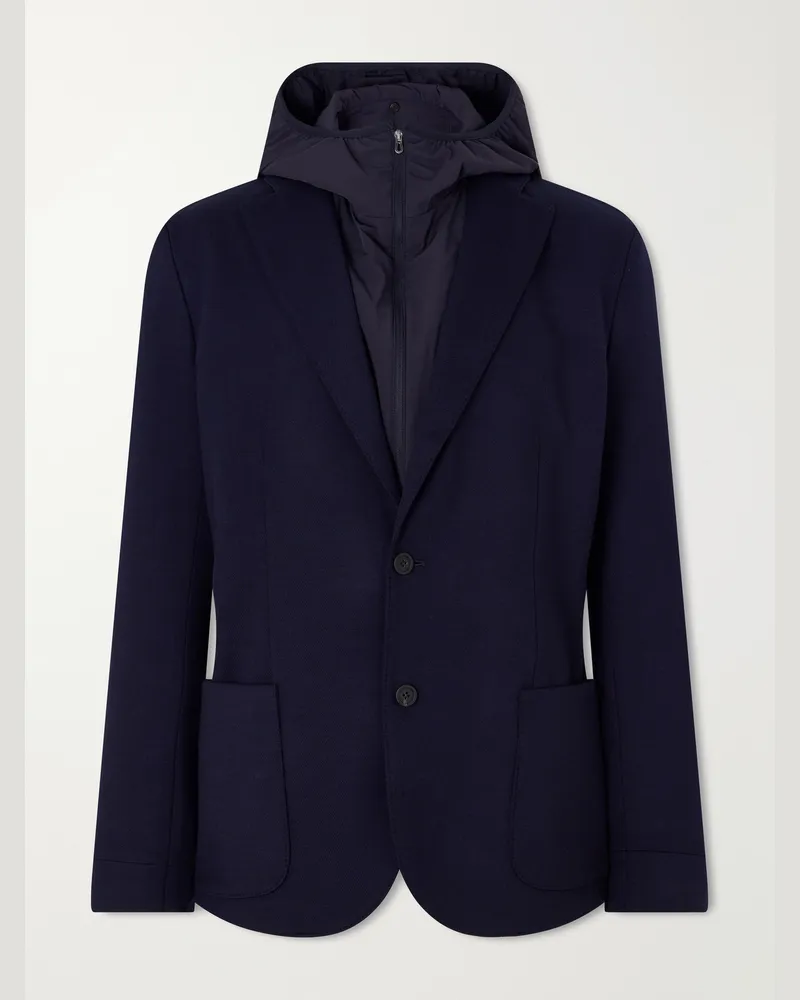 SEASE Hodded Virgin Wool Blazer Blue