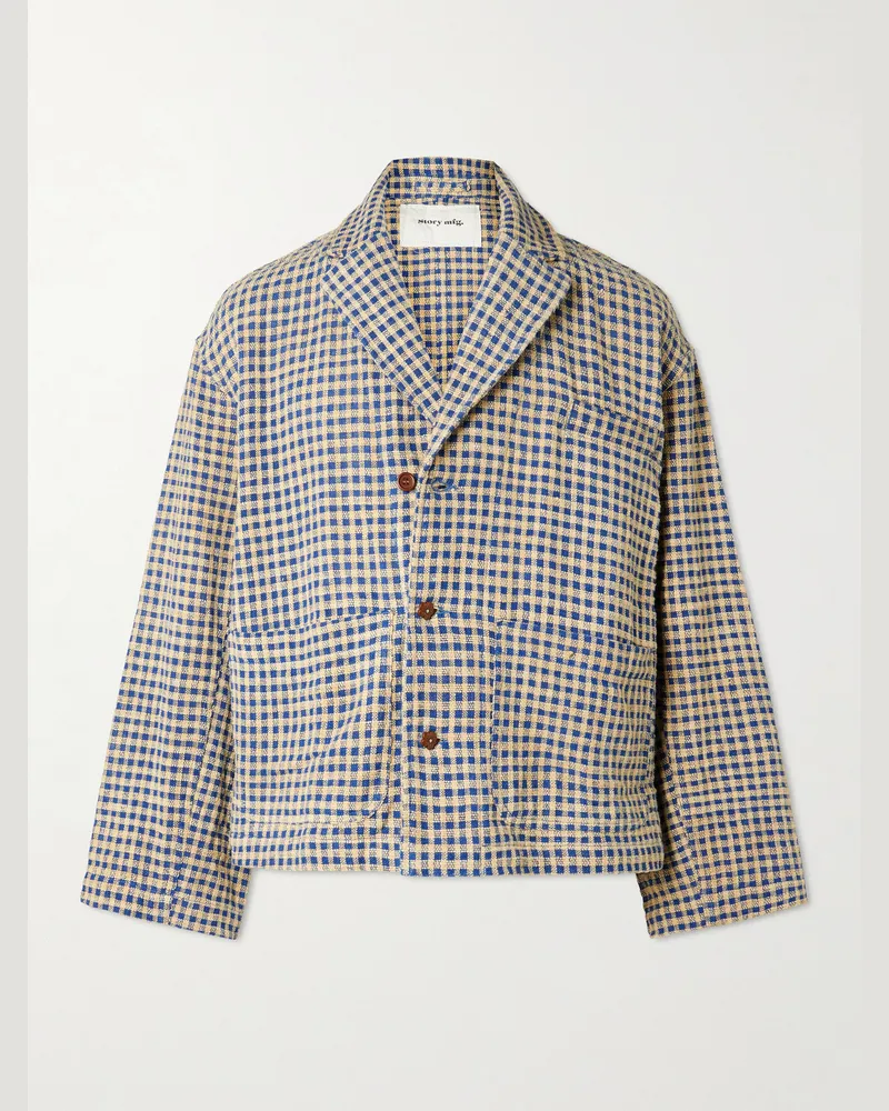 STORY mfg. Cove Checked Cotton Suit Jacket Neutrals