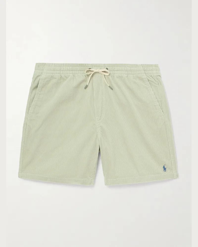 Ralph Lauren Gerade geschnittene Shorts aus Baumwollcord mit Kordelzugbund und Logostickerei Grün