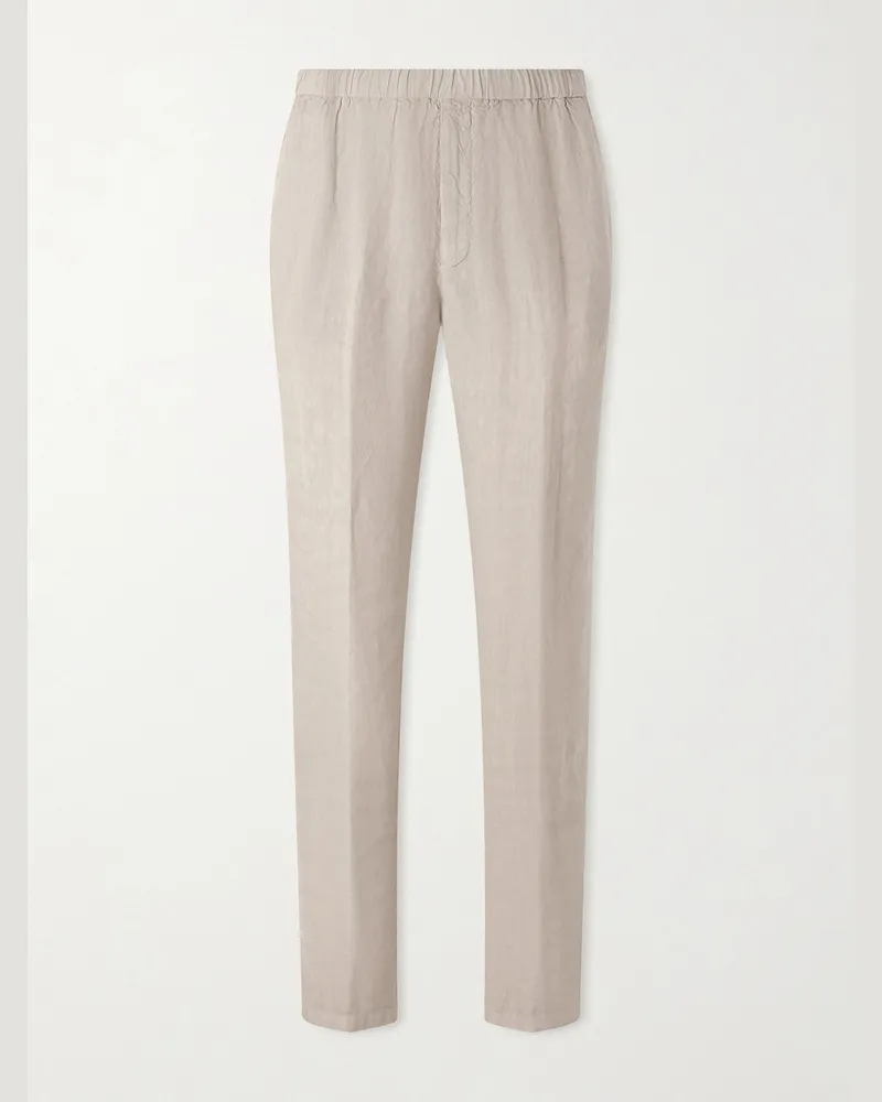 Boglioli Tapered Linen Trousers Neutrals