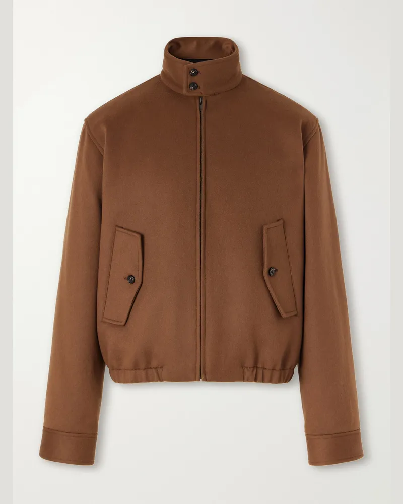 Bottega Veneta Brushed Wool and Cashmere-Blend Blouson Jacket Brown