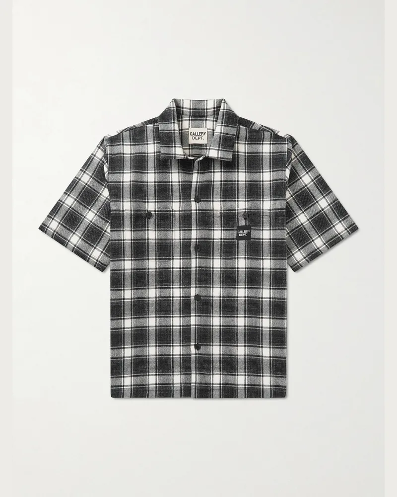 GALLERY DEPT. Playground Logo-Appliquéd Checked Wool and Cotton-Blend Shirt Black