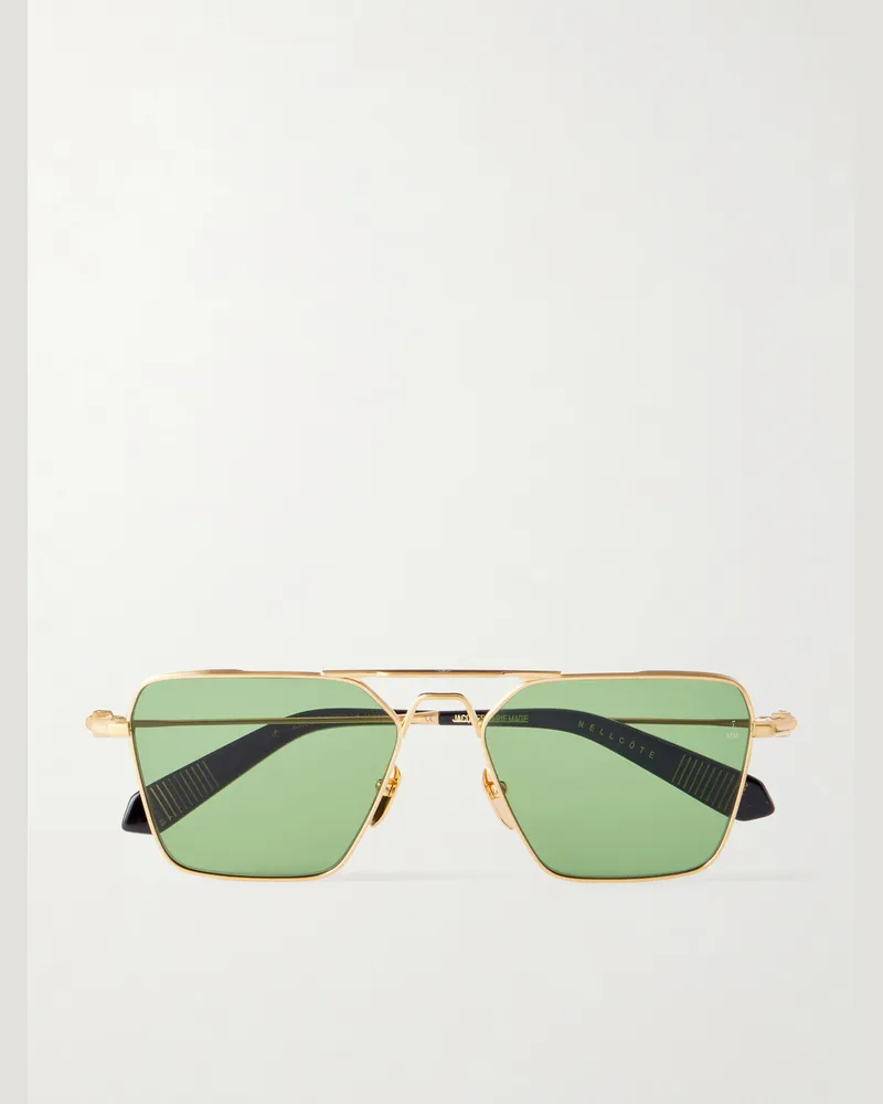 Jacques Marie Mage Nick Fouquet Nellcôte Square Frame Metal Sunglasses Gold