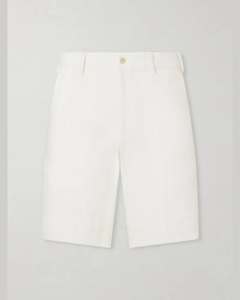 Anderson & Sheppard Straight-Leg Garment-Dyed Linen Shorts Neutrals