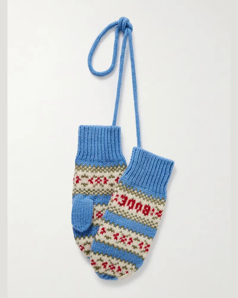 BODE Wedgewood Fäustlinge aus Schurwolle mit Fair-Isle-Muster Blau